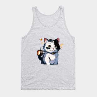 Star Cat Tshirt and Stickers Design Cute Cat Sci-Fi Characters Robot Carousel Tank Top